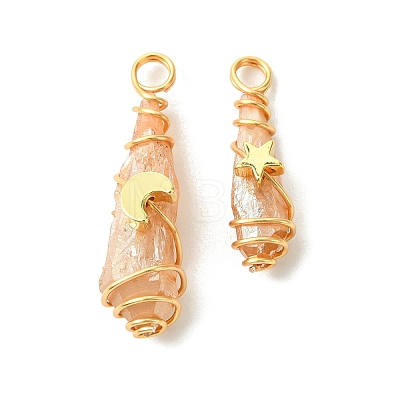 2Pcs Electroplated Natural Quartz Crystal Dyed Copper Wire Wrapped Pendants PALLOY-JF03173-01-1