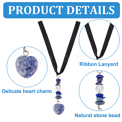 Gemstone Chips Pendant Decoration with Heart Gemstone Charm PALLOY-PH01602-1
