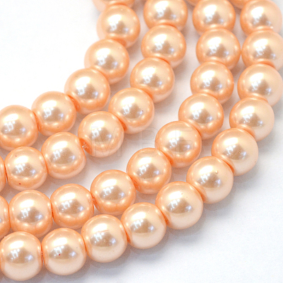 Baking Painted Pearlized Glass Pearl Round Bead Strands HY-Q003-10mm-18-1