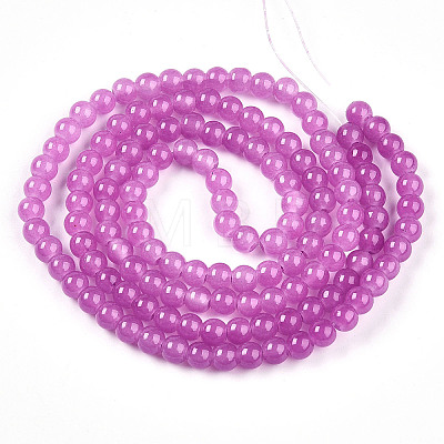 Baking Painted Imitation Jade Glass Round Bead Strands DGLA-Q021-6mm-23-1