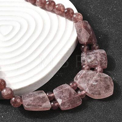 Natural Strawberry Quartz Faceted Bib Graduated Beaded Necklaces for Women NJEW-B128-01L-1