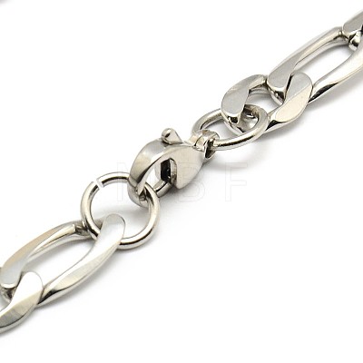 Trendy 304 Stainless Steel Figaro Chain Bracelets STAS-A028-B016P-1