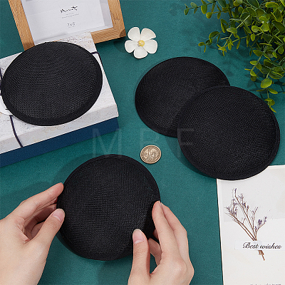 Imitation Hemp Round Fascinator Hat Base for Millinery AJEW-WH0472-45A-02-1