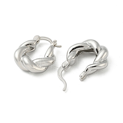 Rack Plating Brass Twist Rope Hoop Earrings EJEW-Z035-01P-1