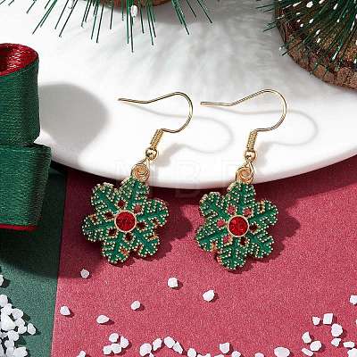 Christmas Theme Alloy Rhinestone Dangle Earrings EJEW-JE05830-01-1