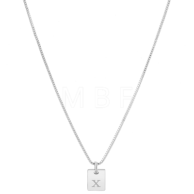 1Pc Stainless Steel Letter Rectangle Pendant Necklaces NJEW-LP0001-34X-P-1