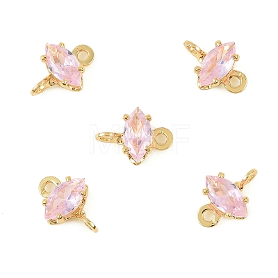 Brass Pave Cubic Zirconia Horse Eye Connector Charms KK-P347-03G-1