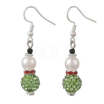 Christmas Handmade Polymer Clay Rhinestone Dangle Earrings EJEW-JE07518-02-1
