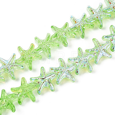 Baking Paint Electroplate Transparent Glass Beads Strands EGLA-N017-07-A01-1