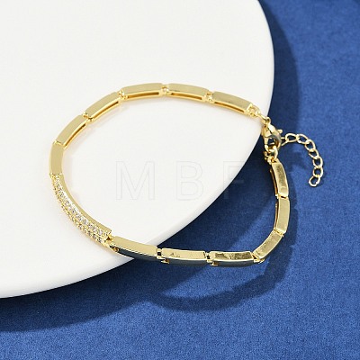 Brass Micro Pave Clear Cubic Zirconia Link Bracelets for Women BJEW-F504-12G-1