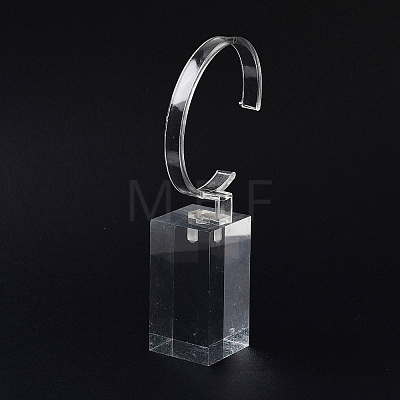 3Pcs 3 Sizes C Shaped Organic Glass Single Bracelet Display Stands Set BDIS-Q027-01-1