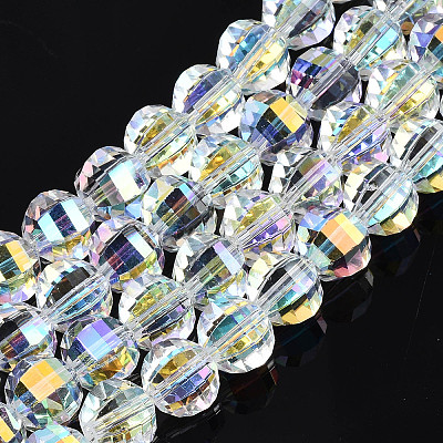 Electroplate Transparent Glass Beads Strands X-EGLA-N002-30-C01-1