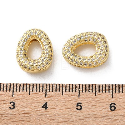 Rack Plating Brass Micro Pave Cubic Zirconia Slide Charms KK-C084-34G-O-1