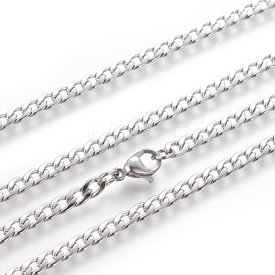 304 Stainless Steel Curb Chain Necklaces NJEW-E143-06P-1