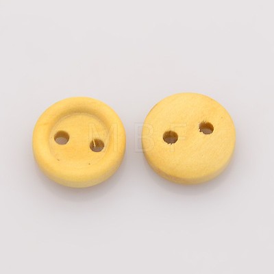 2-Hole Garment Accessories Tiny Flat Round Wooden Sewing Buttons BUTT-M001-03-1