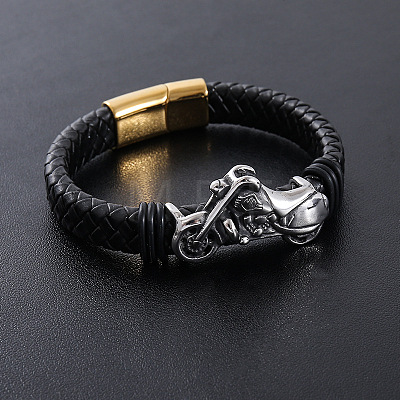 Punk Braided PU Leather Cord Bracelets LT2133-2-1