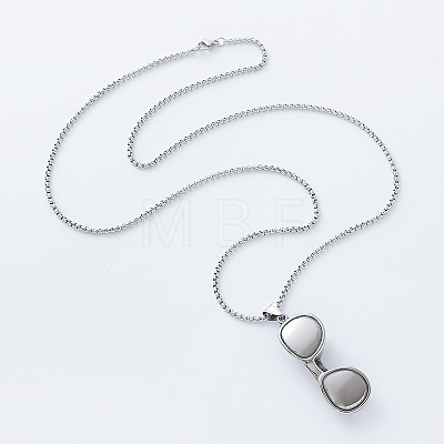Retro 304 Stainlee Steel Glasses Pendant Box Chain Necklaces for Men Women JT9849-1