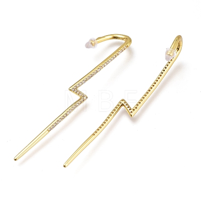 Brass Micro Pave Cubic Zirconia Ear Wrap Crawler Hook Earrings EJEW-O097-04G-01-1