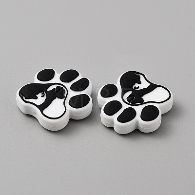 Paw Print Food Grade Eco-Friendly Silicone Beads SIL-WH0008-43A-1