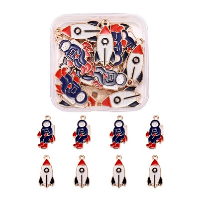 20Pcs 2 Style Zinc Alloy Enamel Pendants ENAM-LS0001-17G-1