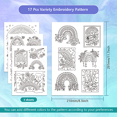 4 Sheets 11.6x8.2 Inch Stick and Stitch Embroidery Patterns DIY-WH0455-018-1