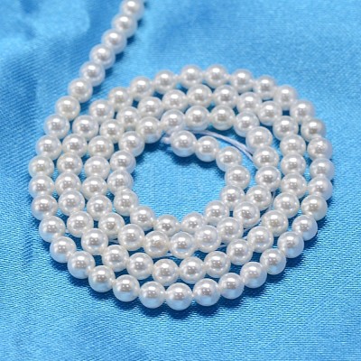 Round Shell Pearl Bead Strands X-BSHE-L011-3mm-A013-1