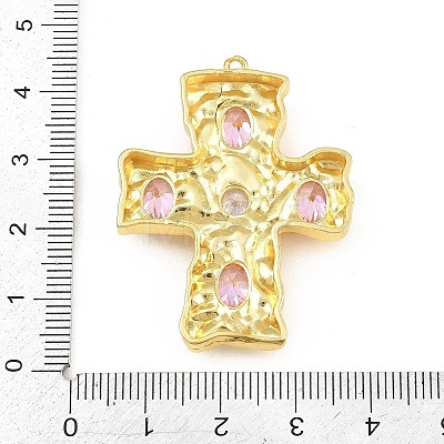 Brass Micro Pave Pink Cubic Zirconia Pendants CU-CBAD306-06G-1