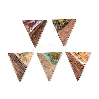 Opaque Resin & Walnut Wood Pendants RESI-T060-57M-1