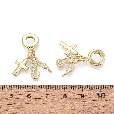 Brass Micro Pave Clear Cubic Zirconia European Dangle Charms KK-N287-33C-G-1