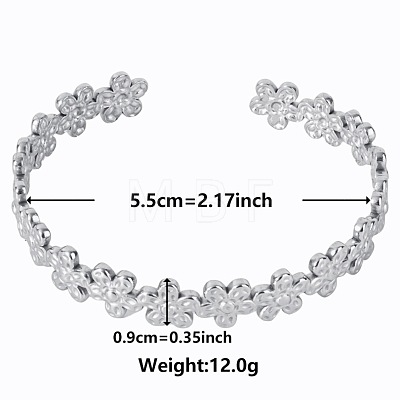 Non-Tarnish Vintage Flower 304 Stainless Steel Cuff Bangles for Women GG3470-1-1