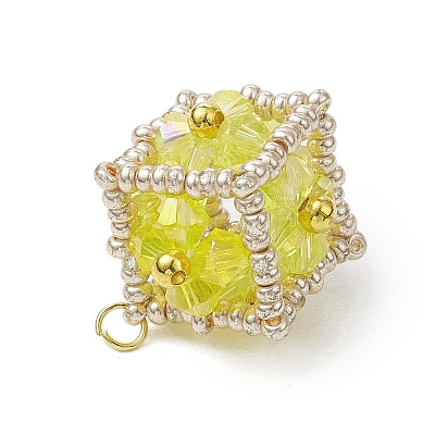 Beaded Cube Charms PALLOY-MZ00440-1