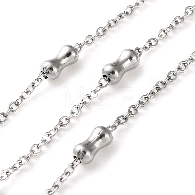 304 Stainless Steel Cable Chains with Beads CHS-F020-05P-1