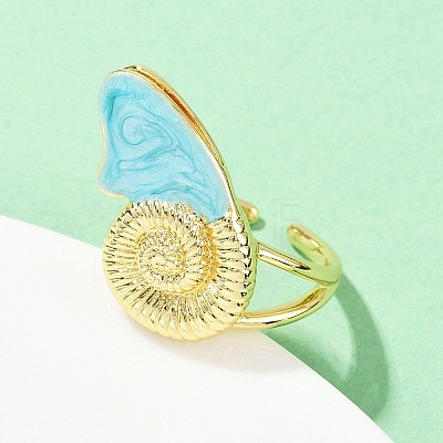 Brass Enamel Adjustable Cuff Rings for Women RJEW-G357-01D-1