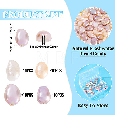40Pcs 4 Colors Natural Cultured Freshwater Pearl Beads PEAR-CW0001-02-1