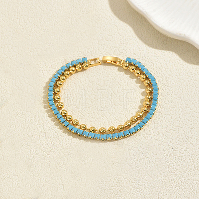 Elegant Brass Micro Pave Cubic Zirconia Tennis Bracelets DE3220-6-1