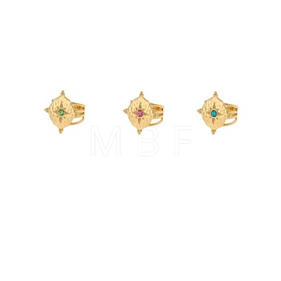 3pcs 304 Stainless Steel Micro Pave Cubic Zirconia Rings for Women STAS-OY008-25G-1