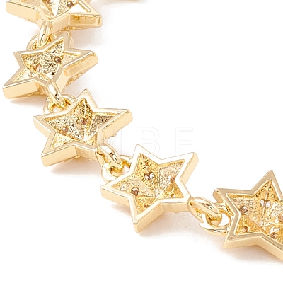 Clear Cubic Zirconia Pentagram Star Link Chains Bracelet BJEW-I301-14G-1
