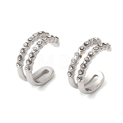 304 Stainless Steel Rhinestone Cuff Earrings EJEW-L313-04P-1