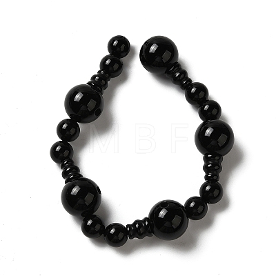 Natural Black Agate 3-Hole Guru Bead Strands G-K149-53-1