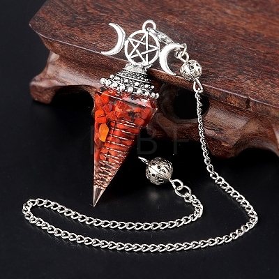 Natural Red Jasper Chip & Resin Orgonite Dowsing Pendulum Big Pendants PW-WG36861-06-1