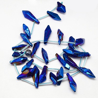 Electroplate Gemstone Natural Quartz Crystal Beads Strands G-L137-03-1