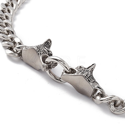 304 Stainless Steel Curb Chains Necklace with Wolf Clasp for Women NJEW-E155-10P-1