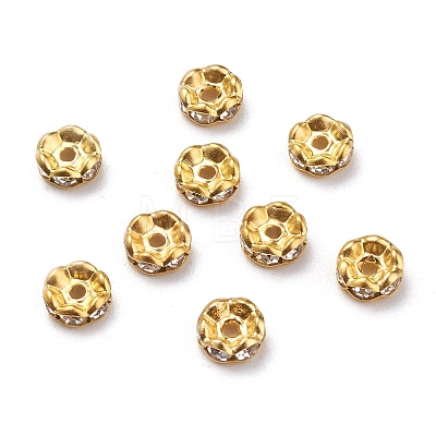 Iron Rhinestone Spacer Beads RB-A007-6MM-G-1