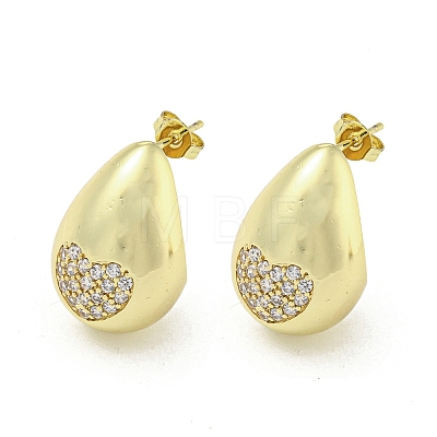 Brass with Cubic Zirconia Stud Earrings EJEW-Q799-02B-G-1