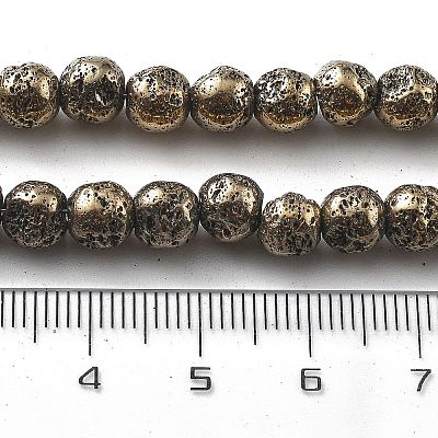 Electroplated Natural Lava Rock Beads Strands G-A251-B01-01J-1