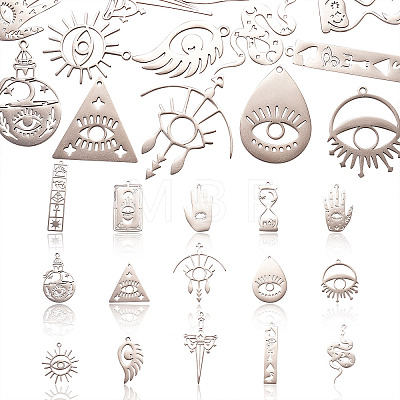 15Pcs 15 Styles 201 Stainless Steel Pendants STAS-CJ0001-188-1