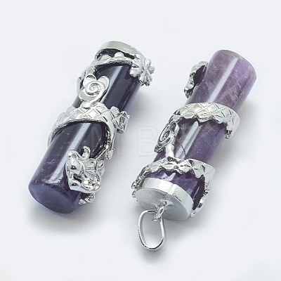 Natural Amethyst Pendants G-O163-E11-1