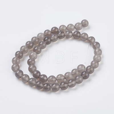 Natural Grey Agate Beads Strands X-G-G583-8mm-08-1