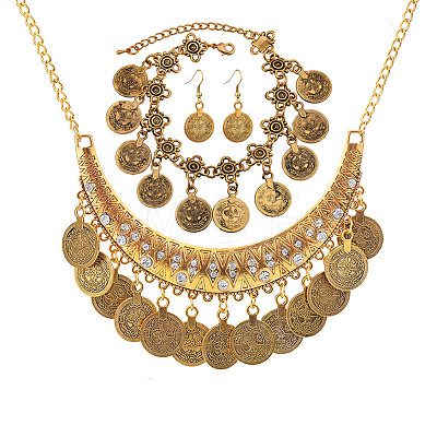 Alloy Rhinestone Coin Jewelry Sets FS-WGB72F4-05-1