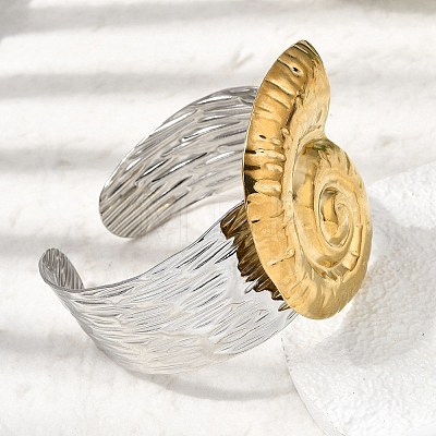 Hammered 304 Stainless Steel Cuff Bangles for Women BJEW-Z177-01GP-05-1